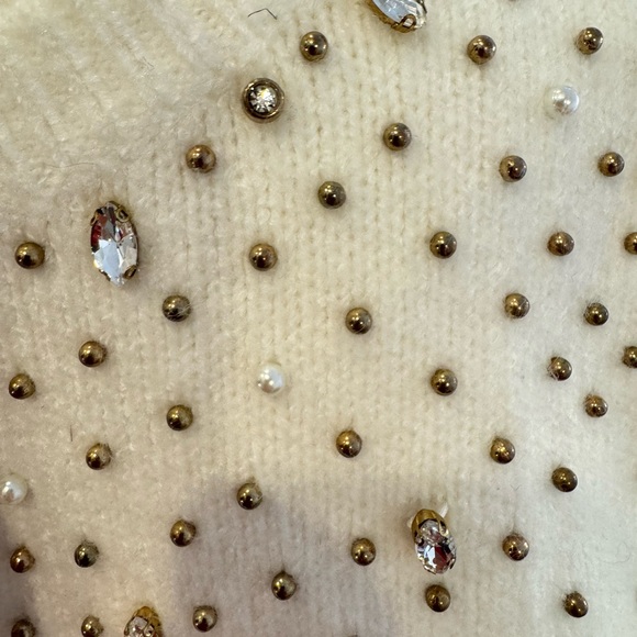 🎁NWT Lilly Pulitzer Sz L Nysa Sweater in Coconut Rhinestone Splash - Picture 7 of 8